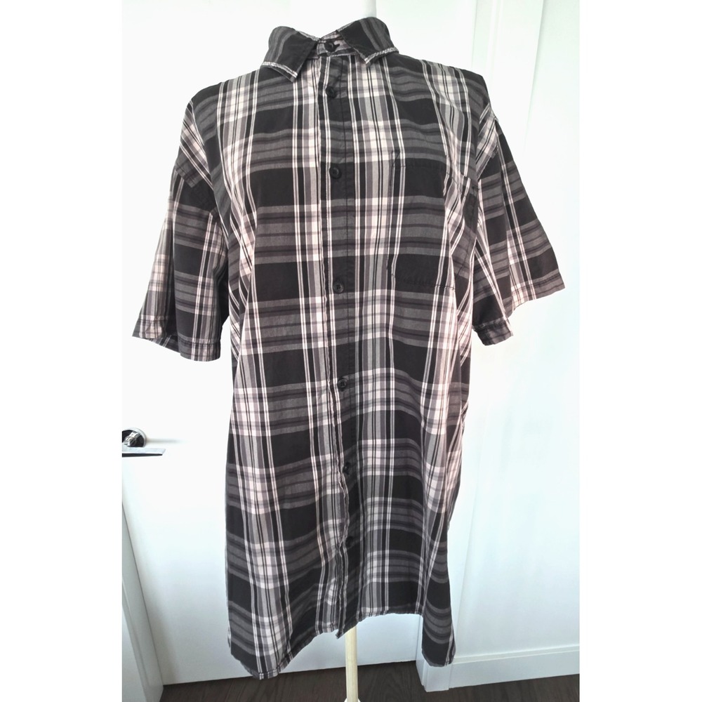 Stormtech Performance Plaid Button Up Blk Short Sleeves Camp Shirt Preppy M's Sz